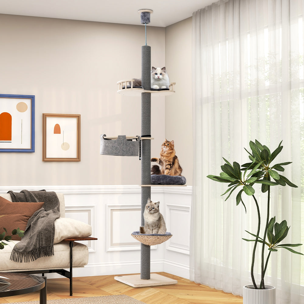 Floor to Ceiling Cat Tree with 93 Inch-107 Inch Adjustable Height - view 2