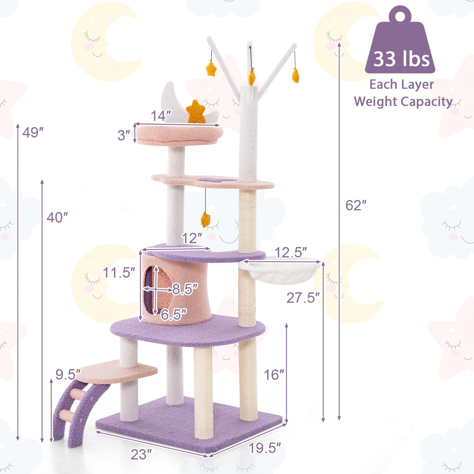 Multi-level Cat Tower with Sisal Covered Scratching Posts Cat Tree - view 5