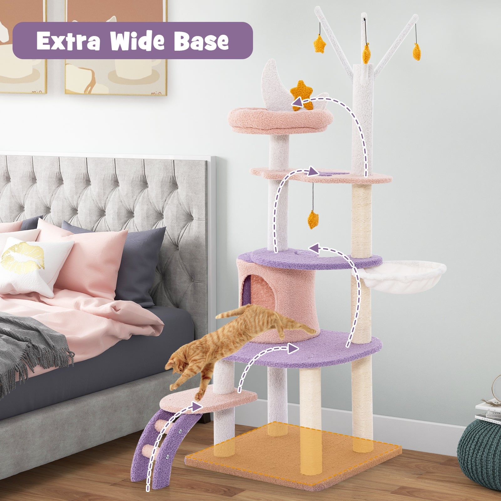 Multi-level Cat Tower with Sisal Covered Scratching Posts Cat Tree - view 6