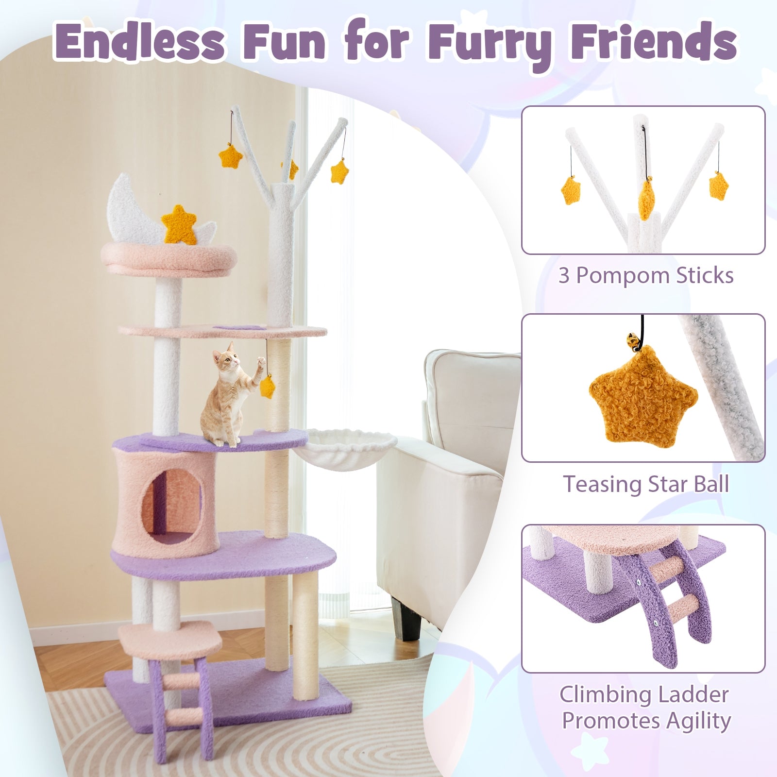 Multi-level Cat Tower with Sisal Covered Scratching Posts Cat Tree - view 7