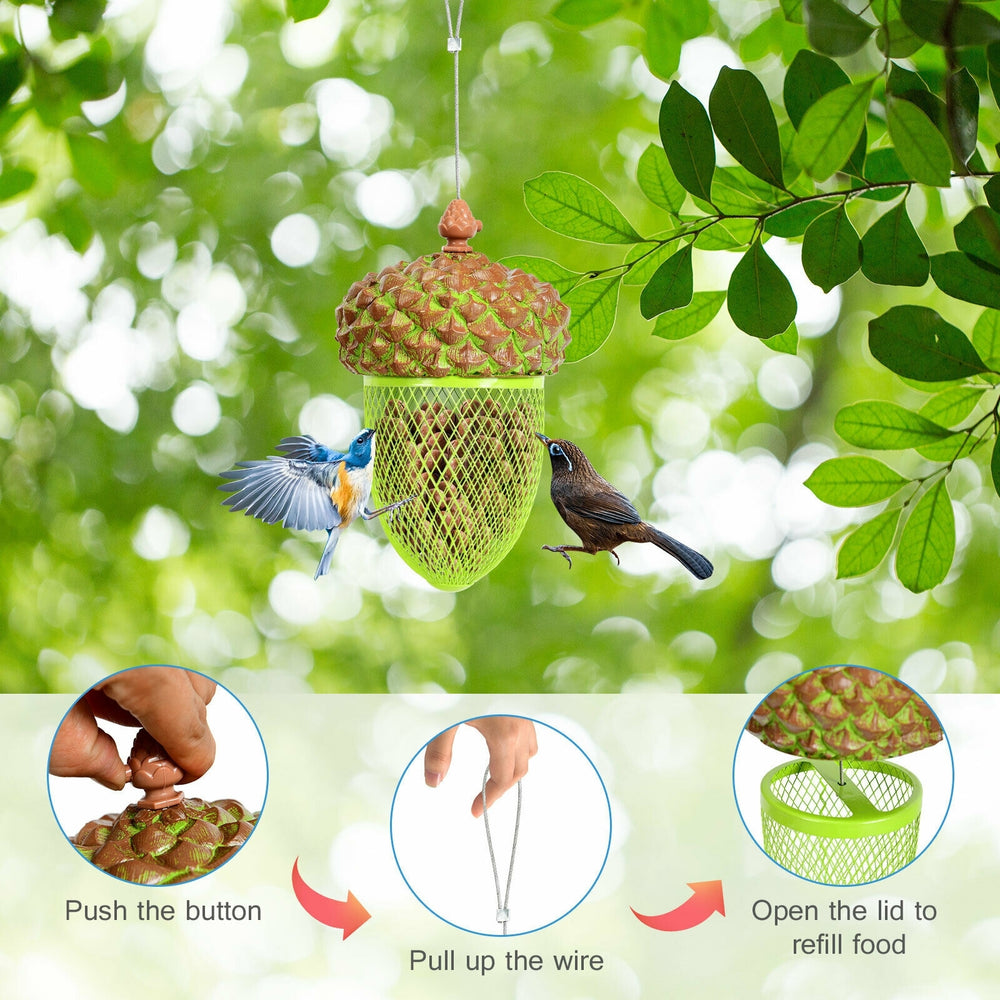 Metal Acorn Wild Bird Feeder Outdoor Hanging Food Dispenser for Garden Yard - view 6