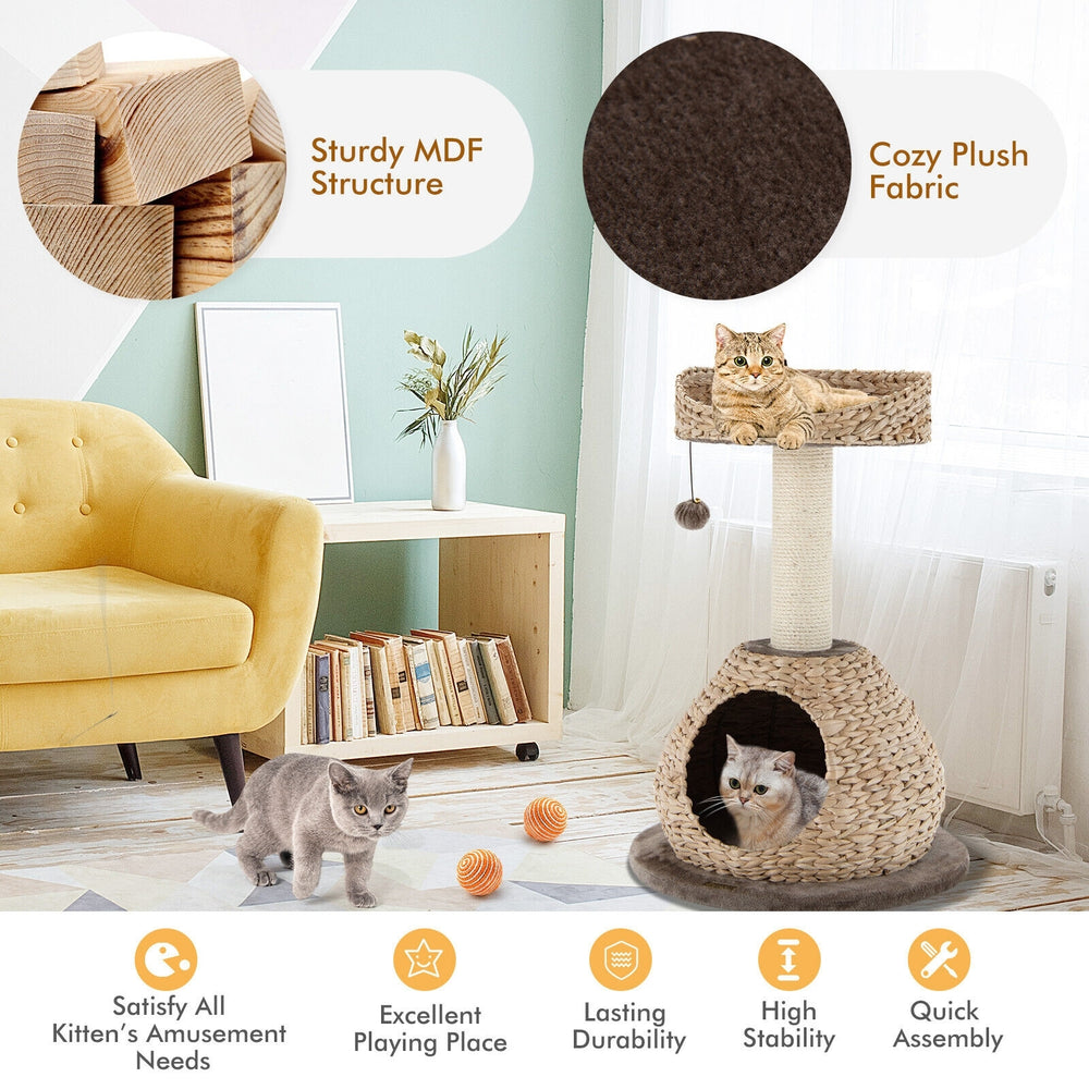 28 Inches Hand-Made Cat Tree Tower with Jump Platform - view 3