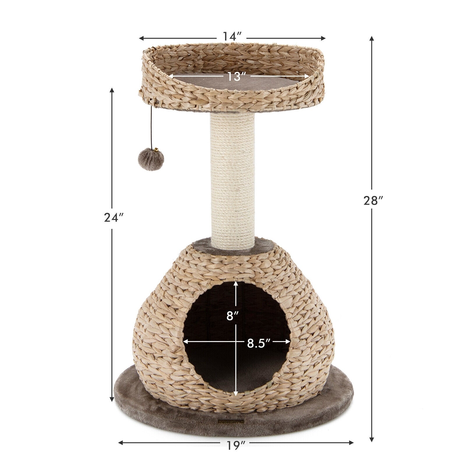 28 Inches Hand-Made Cat Tree Tower with Jump Platform - view 4