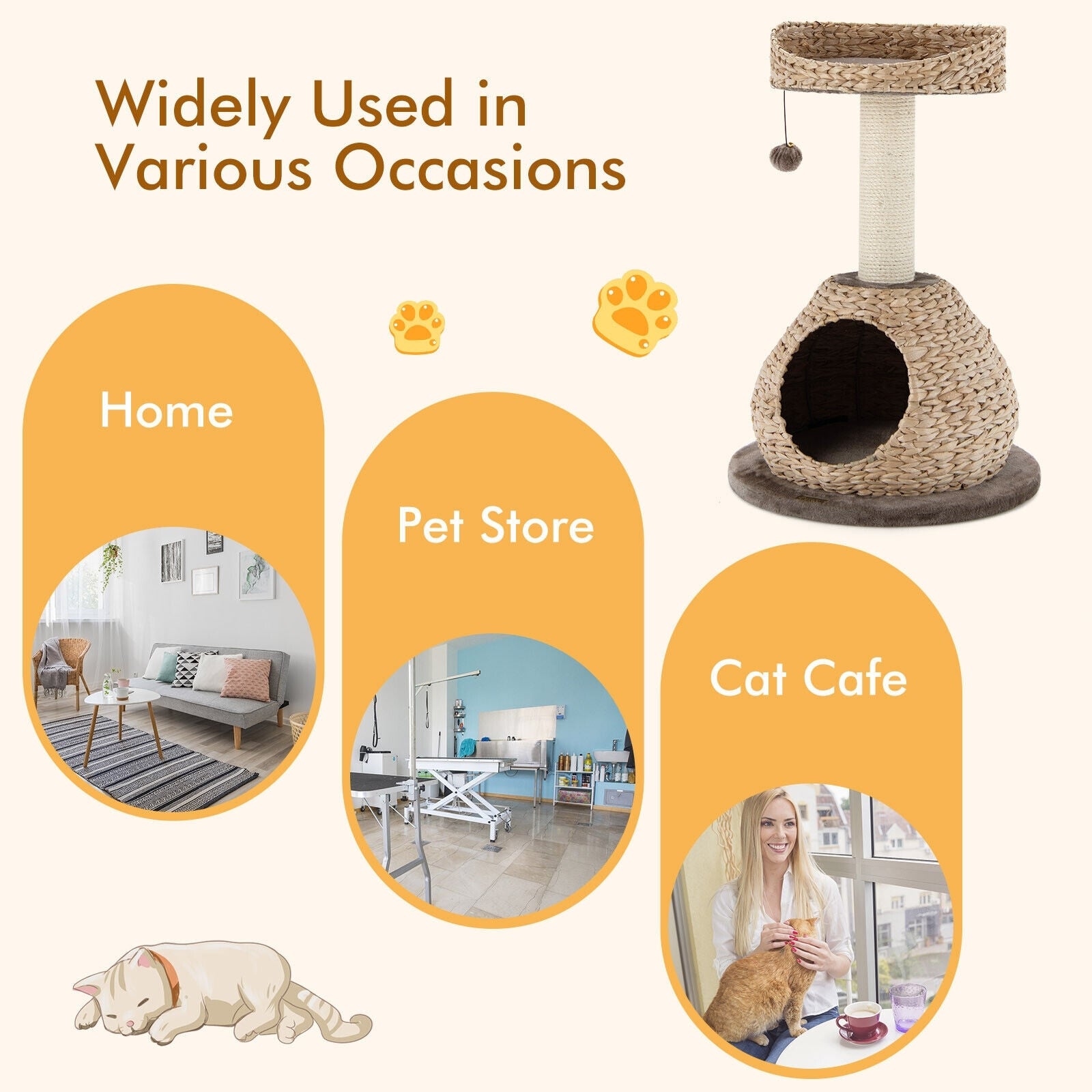 28 Inches Hand-Made Cat Tree Tower with Jump Platform - view 5