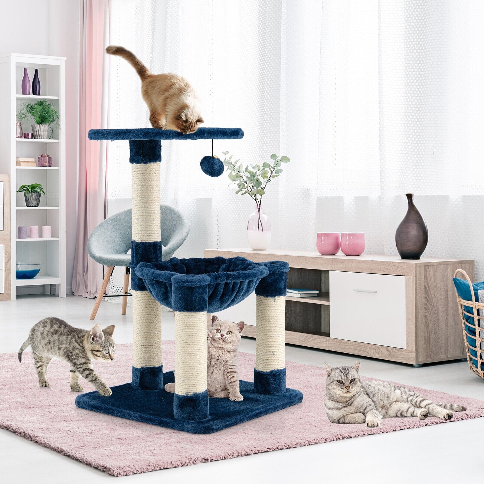 Multi-level Cat Tree with Scratching Posts and Cat Hammock - view 6