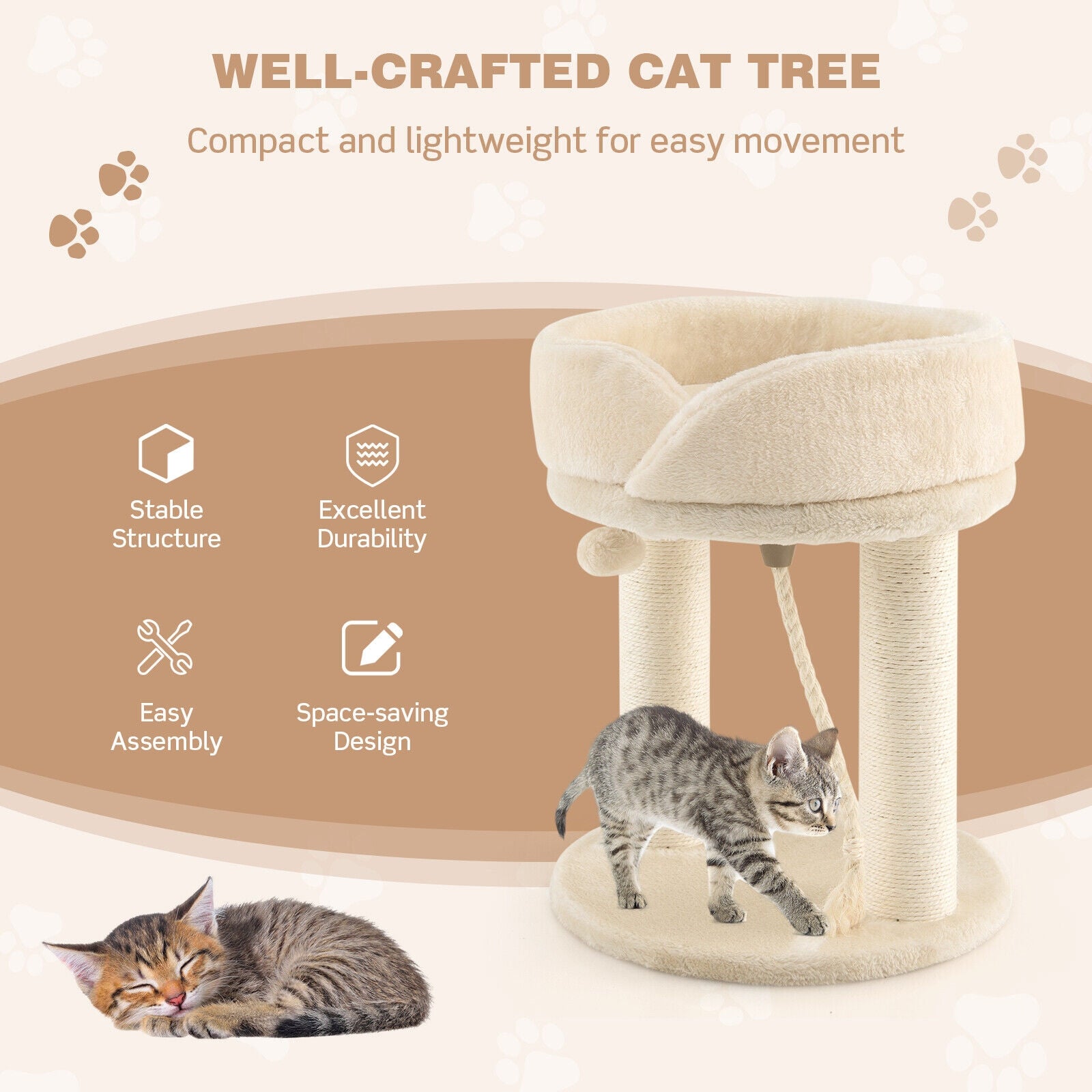 Cat Climbing Tree with Plush Perchs and Scratching Post - view 3