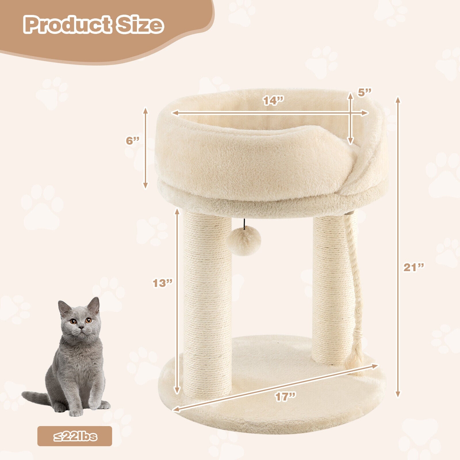 Cat Climbing Tree with Plush Perchs and Scratching Post - view 4