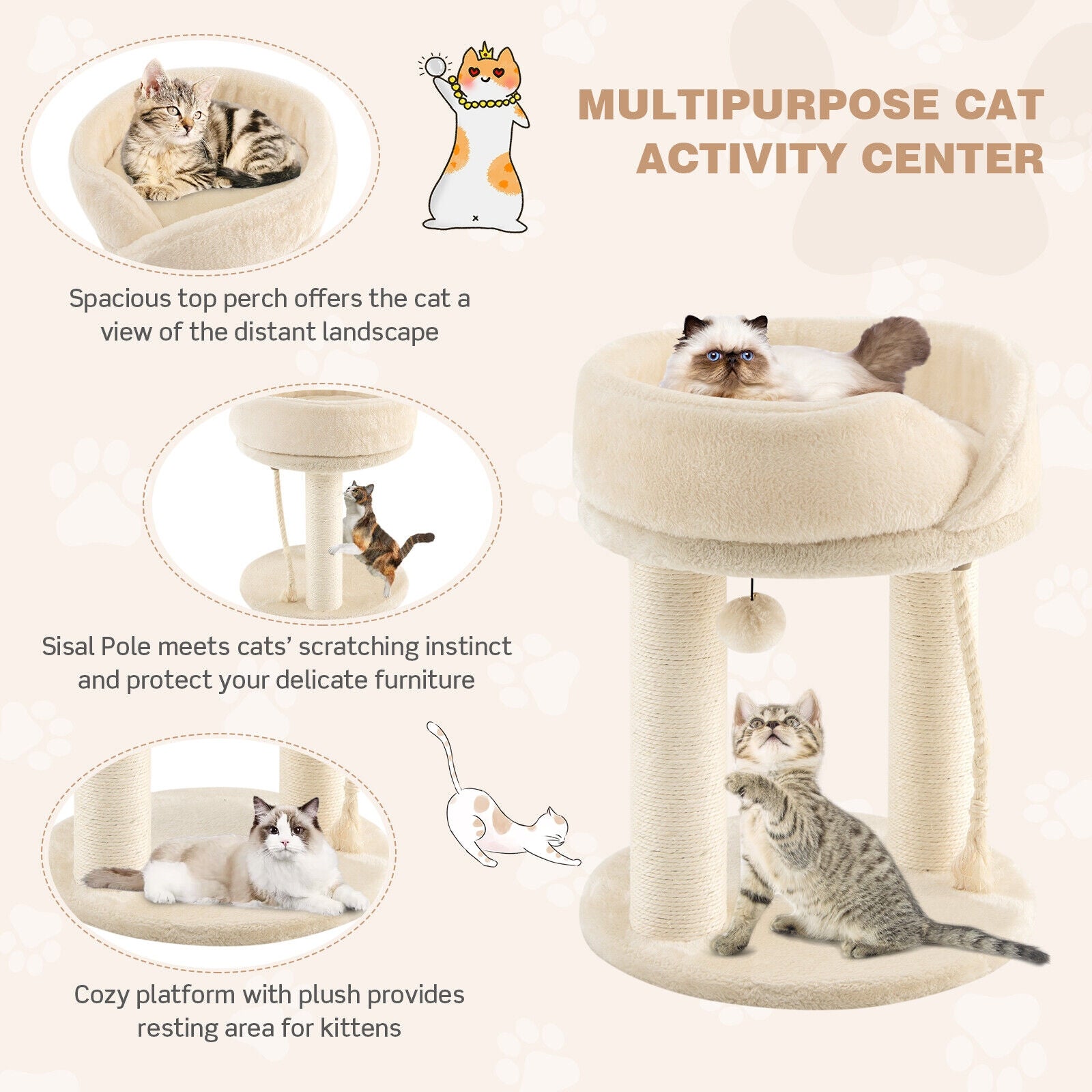 Cat Climbing Tree with Plush Perchs and Scratching Post - view 5