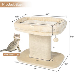 Modern Cat Tree Tower with Large Plush Perch and Sisal Scratching Plate - view 4