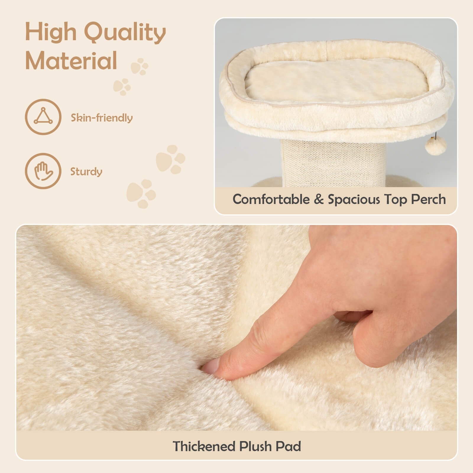 Modern Cat Tree Tower with Large Plush Perch and Sisal Scratching Plate - view 7