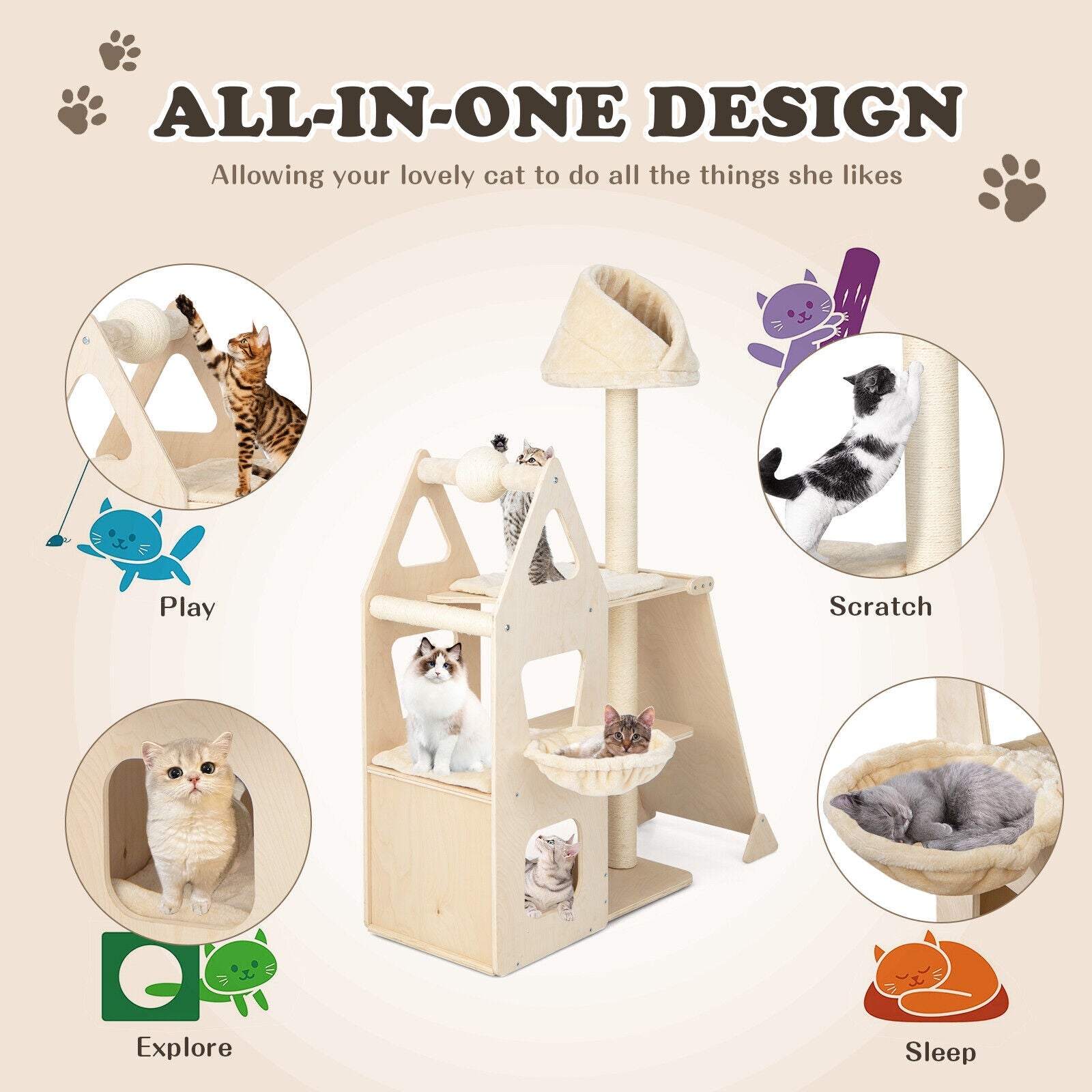 Multi-Level Cat Tree with Sisal Scratching Post - view 5
