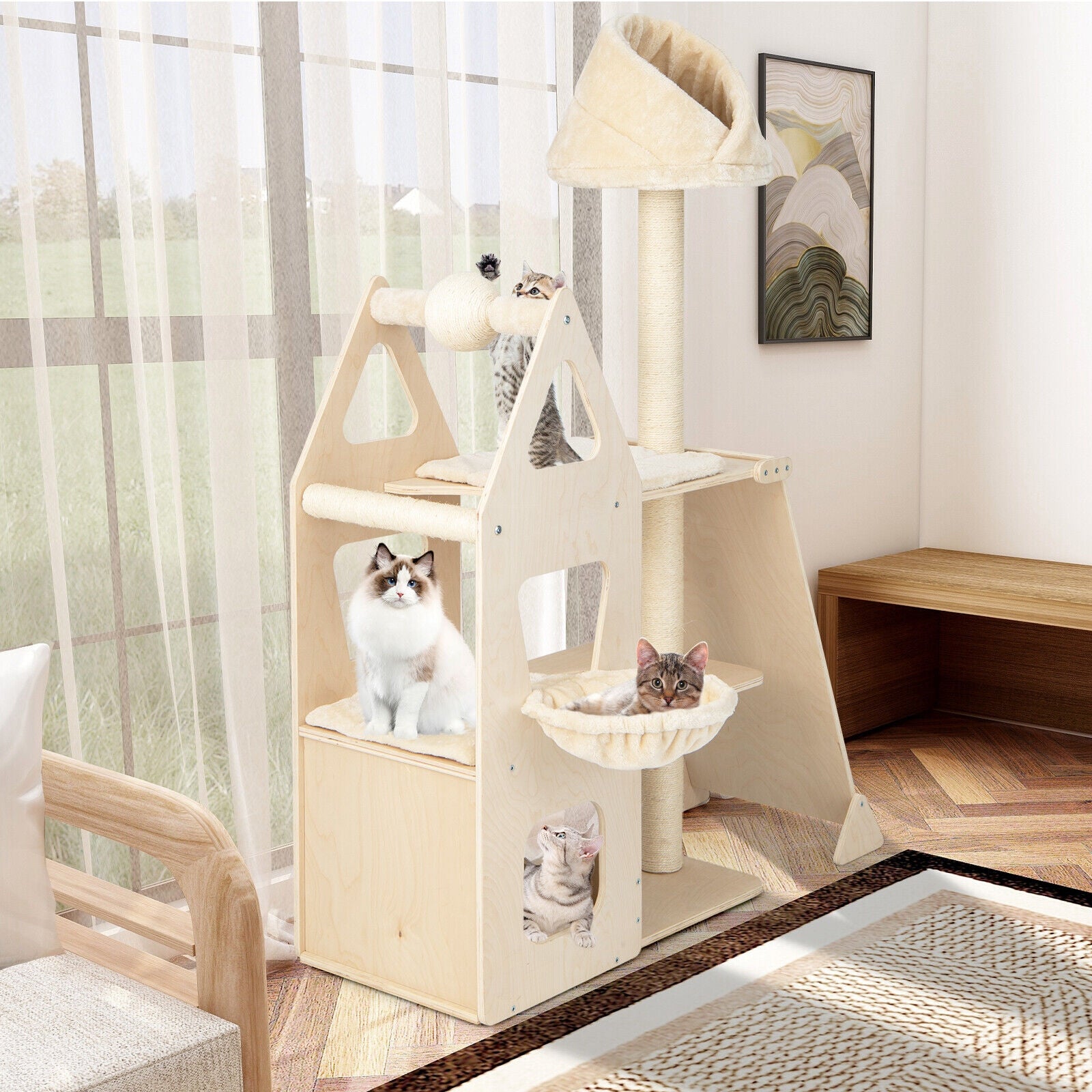 Multi-Level Cat Tree with Sisal Scratching Post - view 6