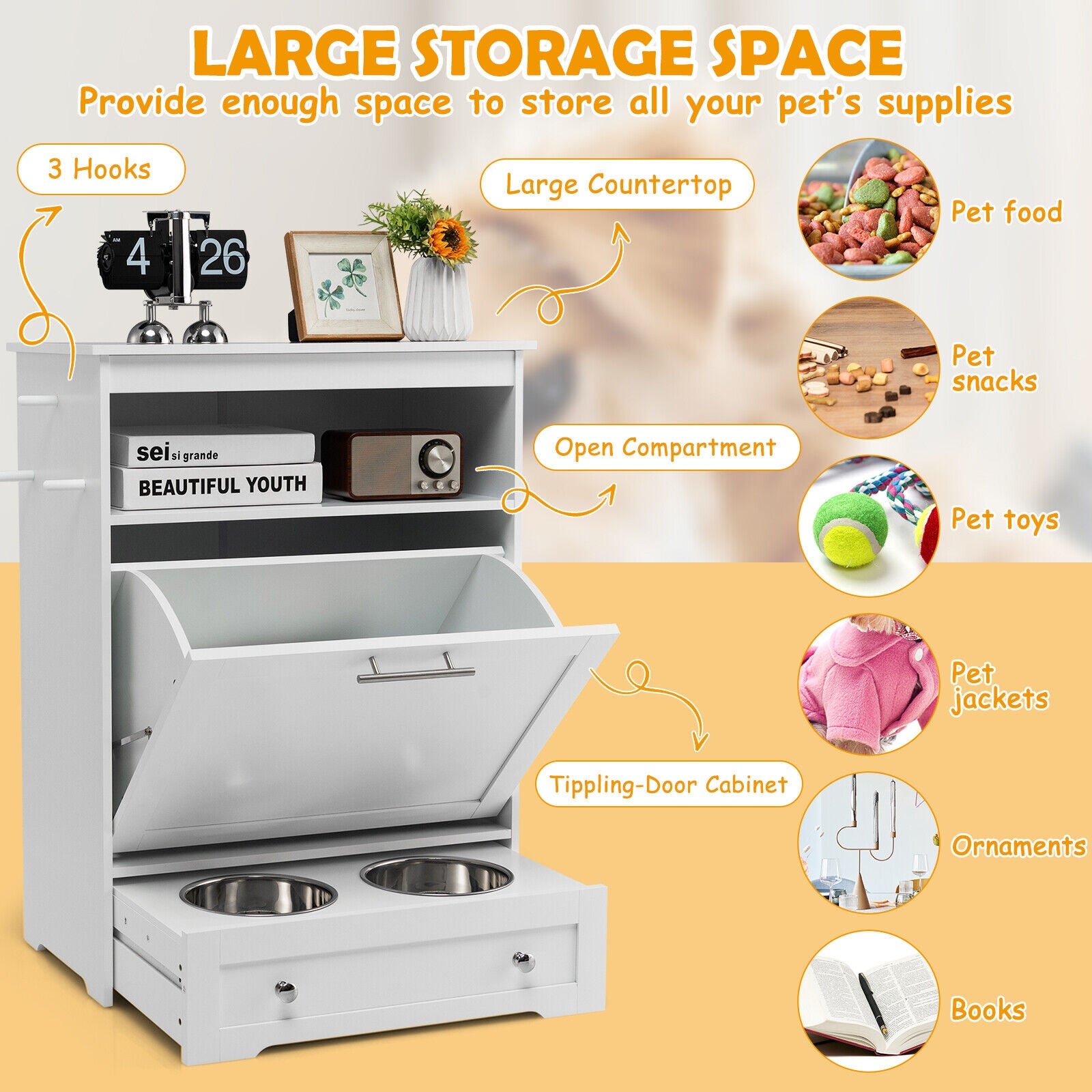Pet Feeder Station with Stainless Steel Bowl - view 6