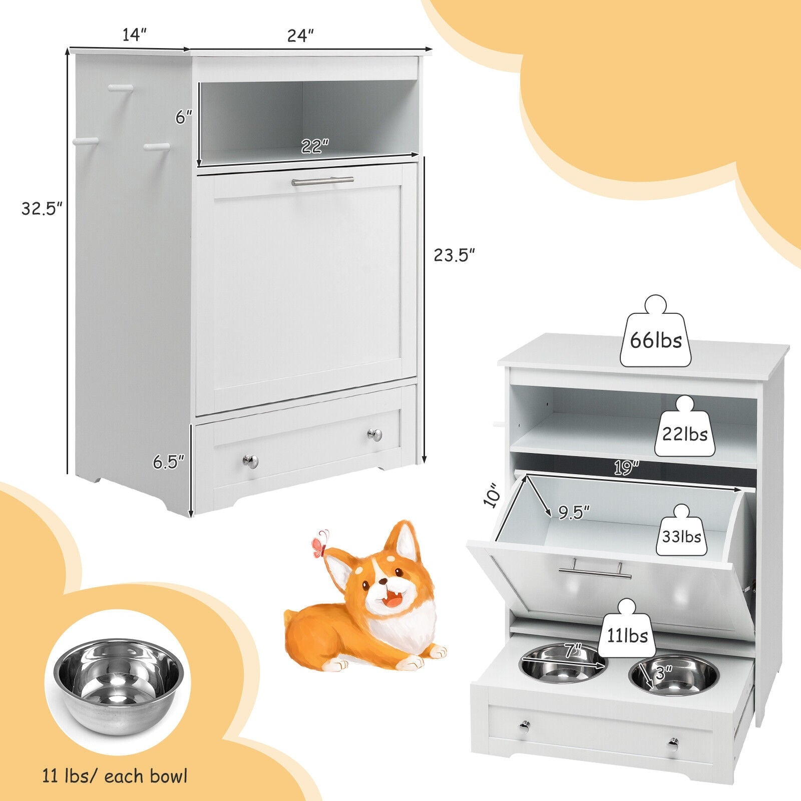 Pet Feeder Station with Stainless Steel Bowl - view 5