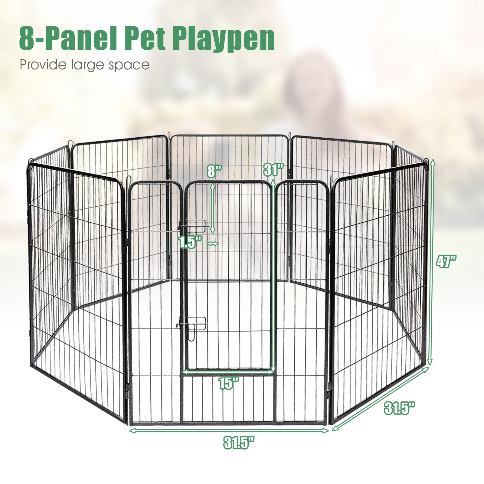 8 Metal Panel Heavy Duty Pet Playpen Dog Fence with Door-48 inches Pet Gate - view 4