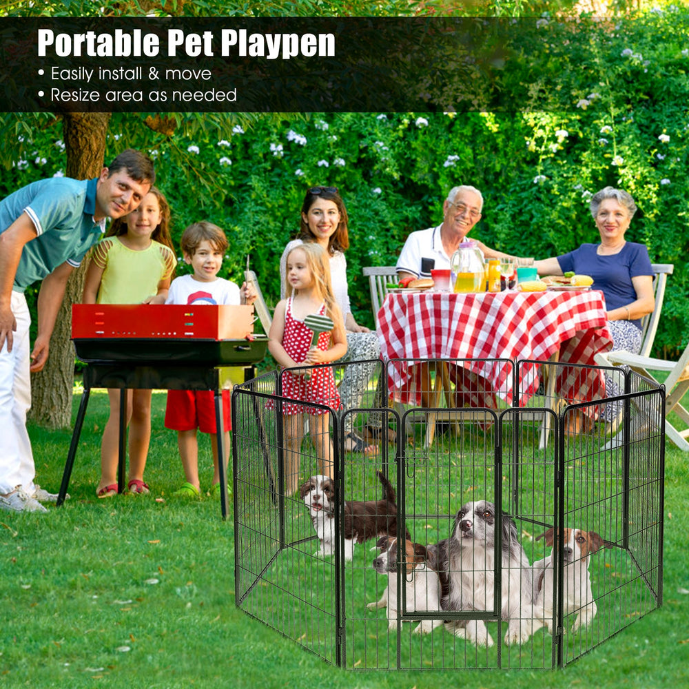 8 Metal Panel Heavy Duty Pet Playpen Dog Fence with Door-48 inches Pet Gate - view 7
