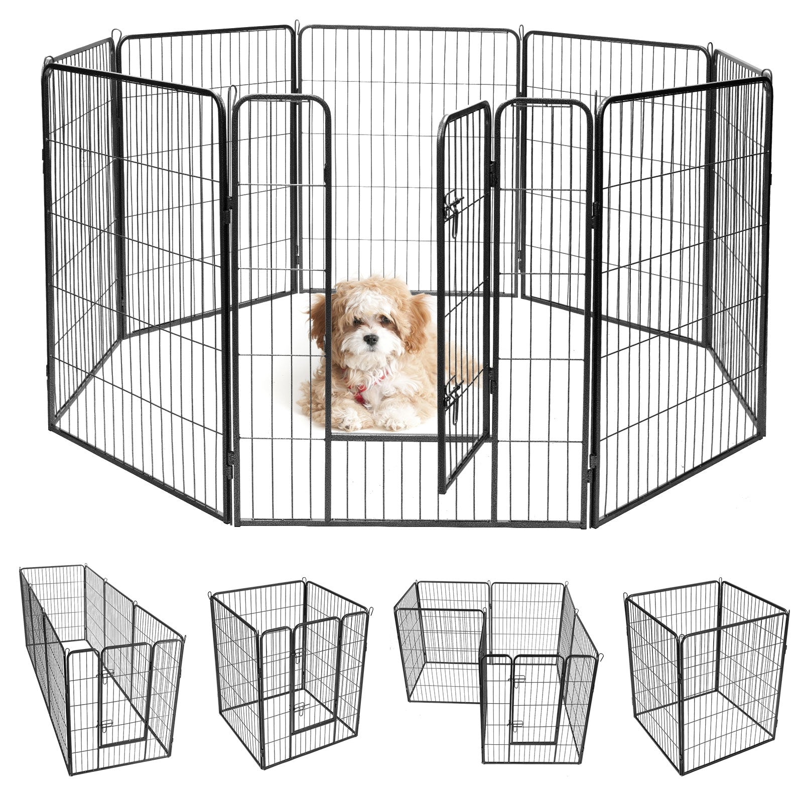 8 Metal Panel Heavy Duty Pet Playpen Dog Fence with Door-48 inches Pet Gate - view 3