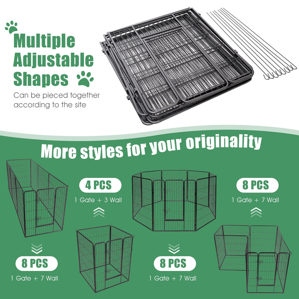 8 Metal Panel Heavy Duty Pet Playpen Dog Fence with Door-48 inches Pet Gate - view 8
