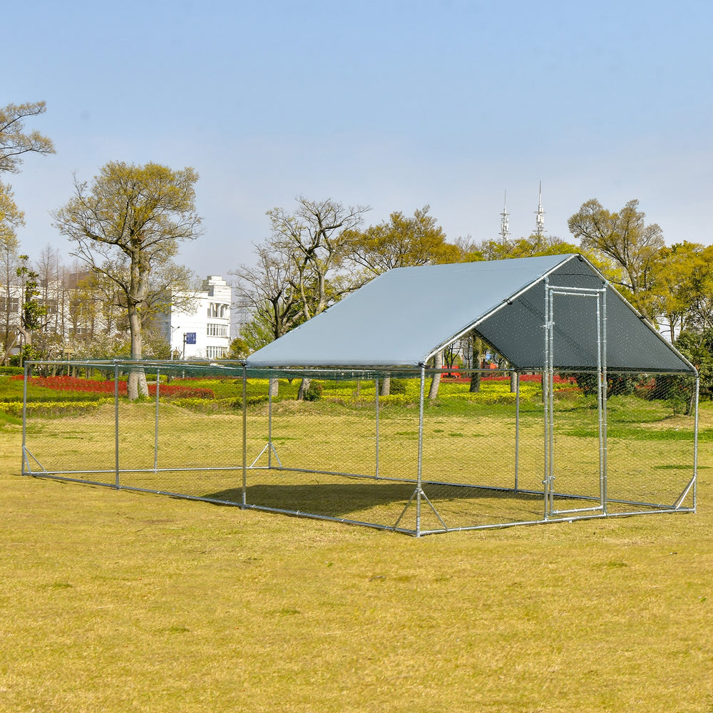 Large Metal Chicken Coop with Waterproof and Sun-proof Cover - view 2
