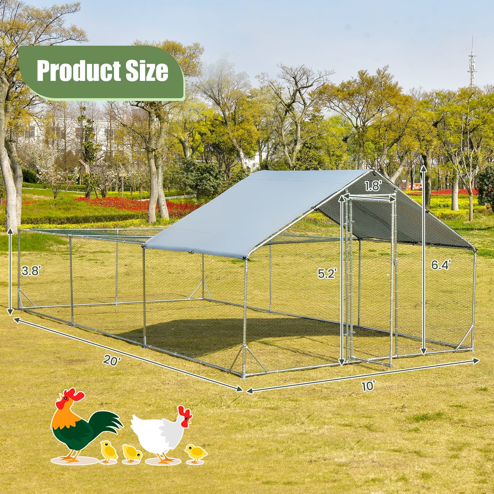 Large Metal Chicken Coop with Waterproof and Sun-proof Cover - view 4