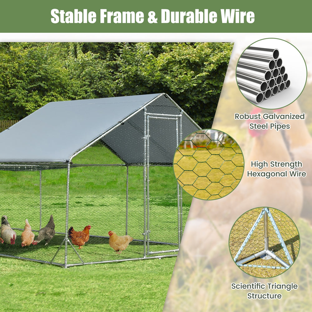Large Metal Chicken Coop with Waterproof and Sun-proof Cover - view 6