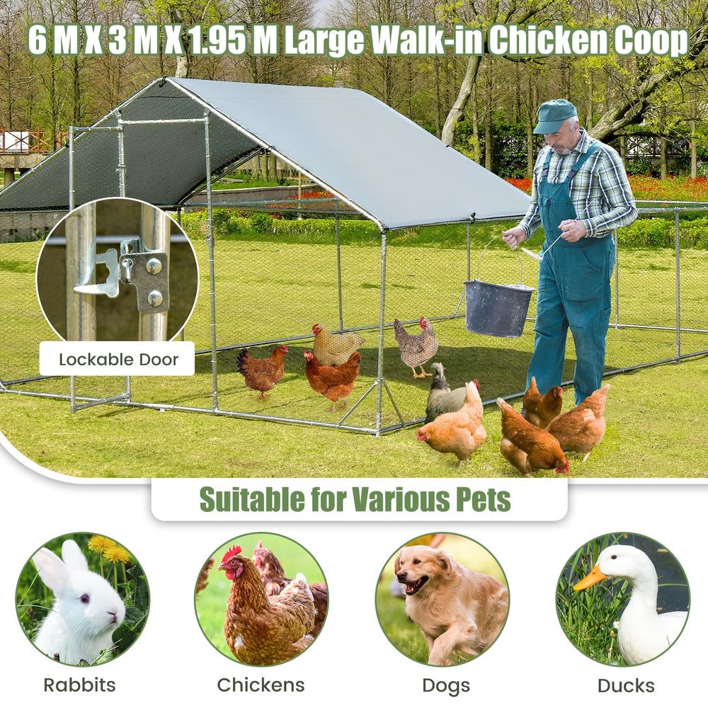 Large Metal Chicken Coop with Waterproof and Sun-proof Cover - view 8