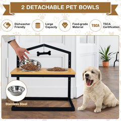 5 Heights Elevated Pet Feeder with 2 Detachable Stainless Steel Bowl - view 3