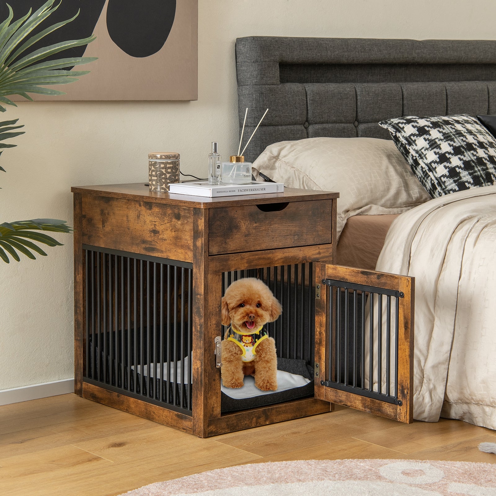 2-In-1 Dog House with Drawer and Wired Wireless Charging - view 3