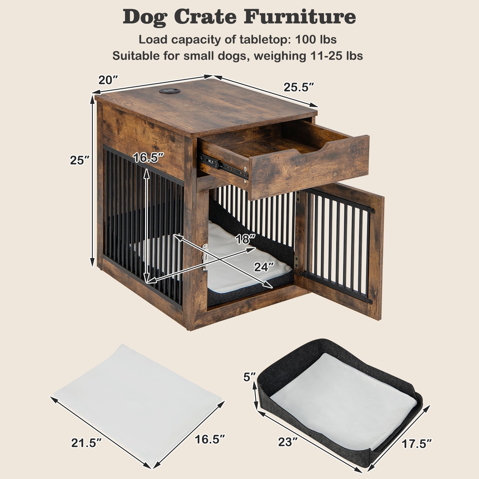 2-In-1 Dog House with Drawer and Wired Wireless Charging - view 5