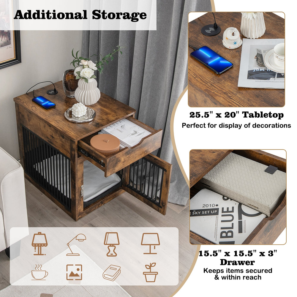 2-In-1 Dog House with Drawer and Wired Wireless Charging - view 7