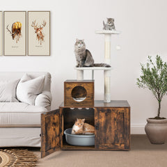 Cat Tree with Litter Box Enclosure with Cat Condo - view 3