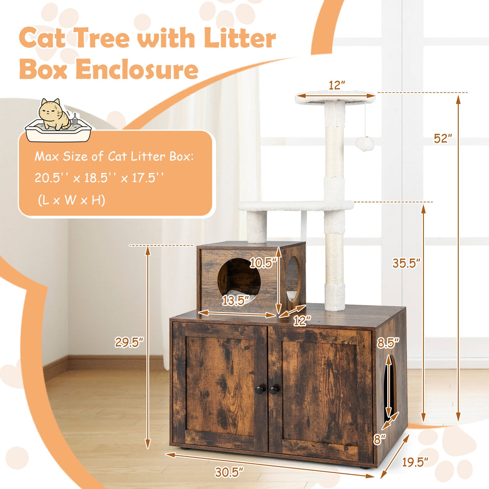 Cat Tree with Litter Box Enclosure with Cat Condo - view 5