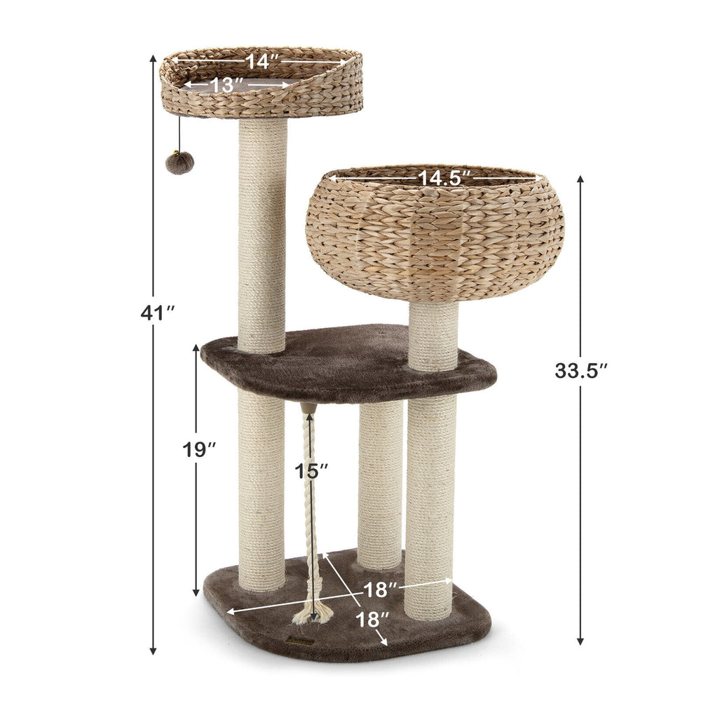 41 Inch Rattan Cat Tree with Napping Perch - view 5