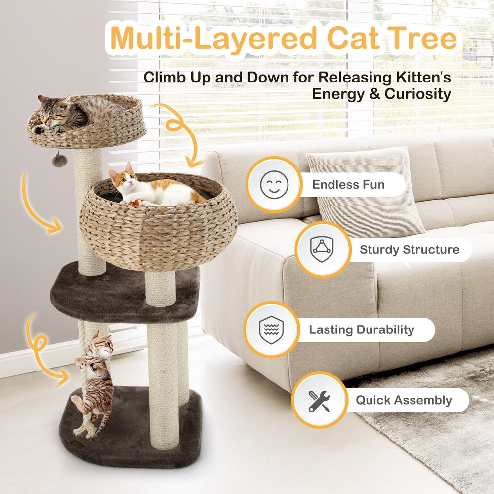 41 Inch Rattan Cat Tree with Napping Perch - view 7