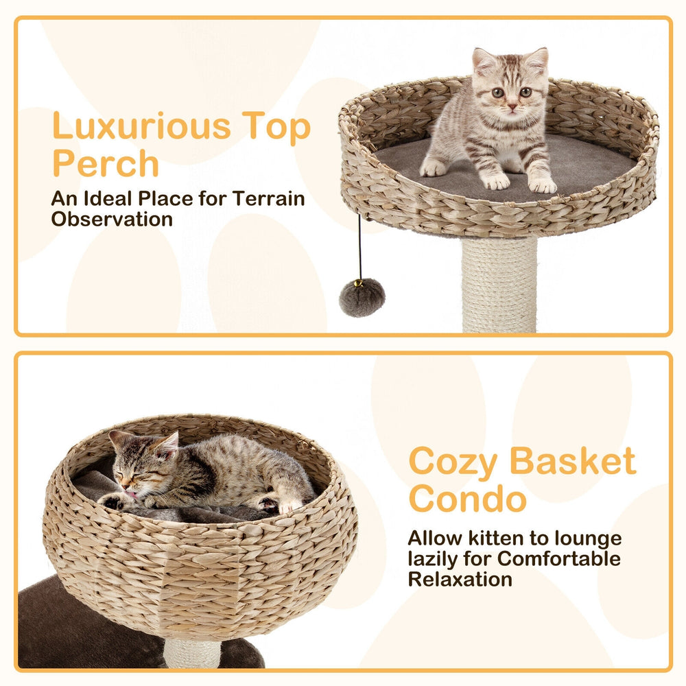 41 Inch Rattan Cat Tree with Napping Perch - view 8