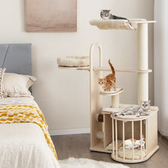 55 Inch Tall Multi-Level Cat Tree with Washable Removable Cushions - view 3