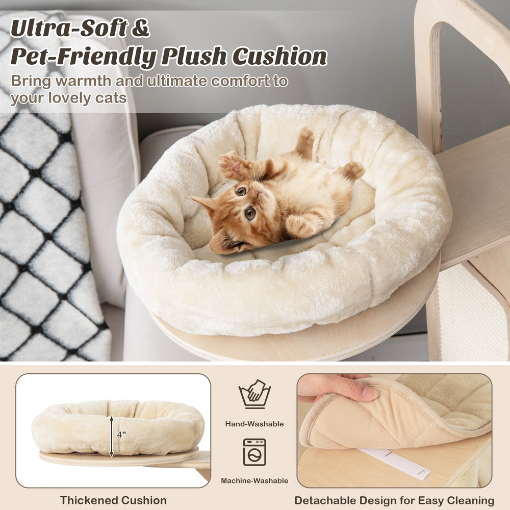 55 Inch Tall Multi-Level Cat Tree with Washable Removable Cushions - view 8