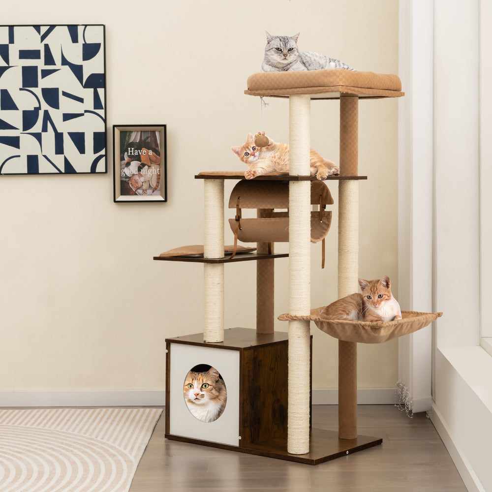 53 Inch Cat Tree with Condo and Swing Tunnel - view 2