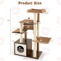 53 Inch Cat Tree with Condo and Swing Tunnel - view 4