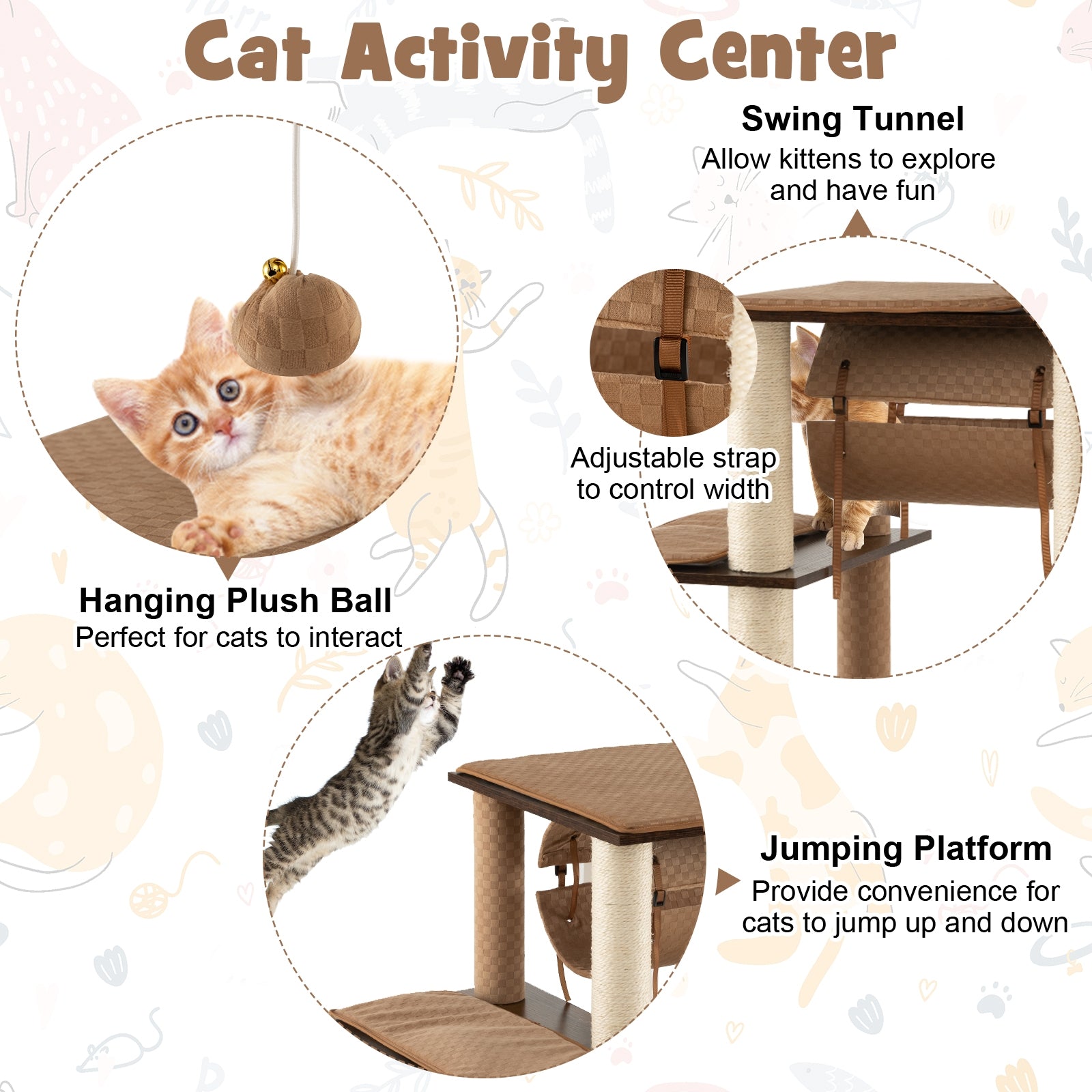 53 Inch Cat Tree with Condo and Swing Tunnel - view 6
