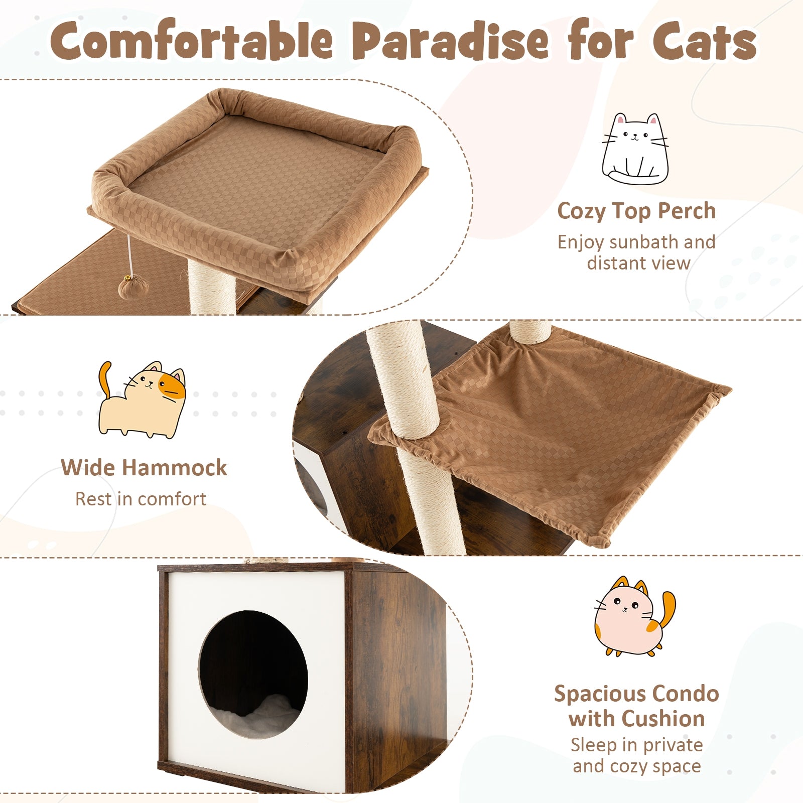 53 Inch Cat Tree with Condo and Swing Tunnel - view 7