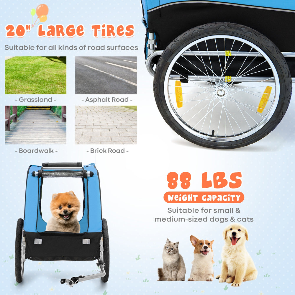 Dog Bike Trailer Foldable Pet Cart with 3 Entrances for Travel Pet Wagon - view 7