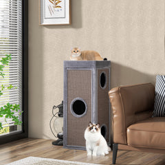 39 Inch Tall Cat Condo with Scratching Posts and 3 Hideaways and 4 Soft Plush - view 3
