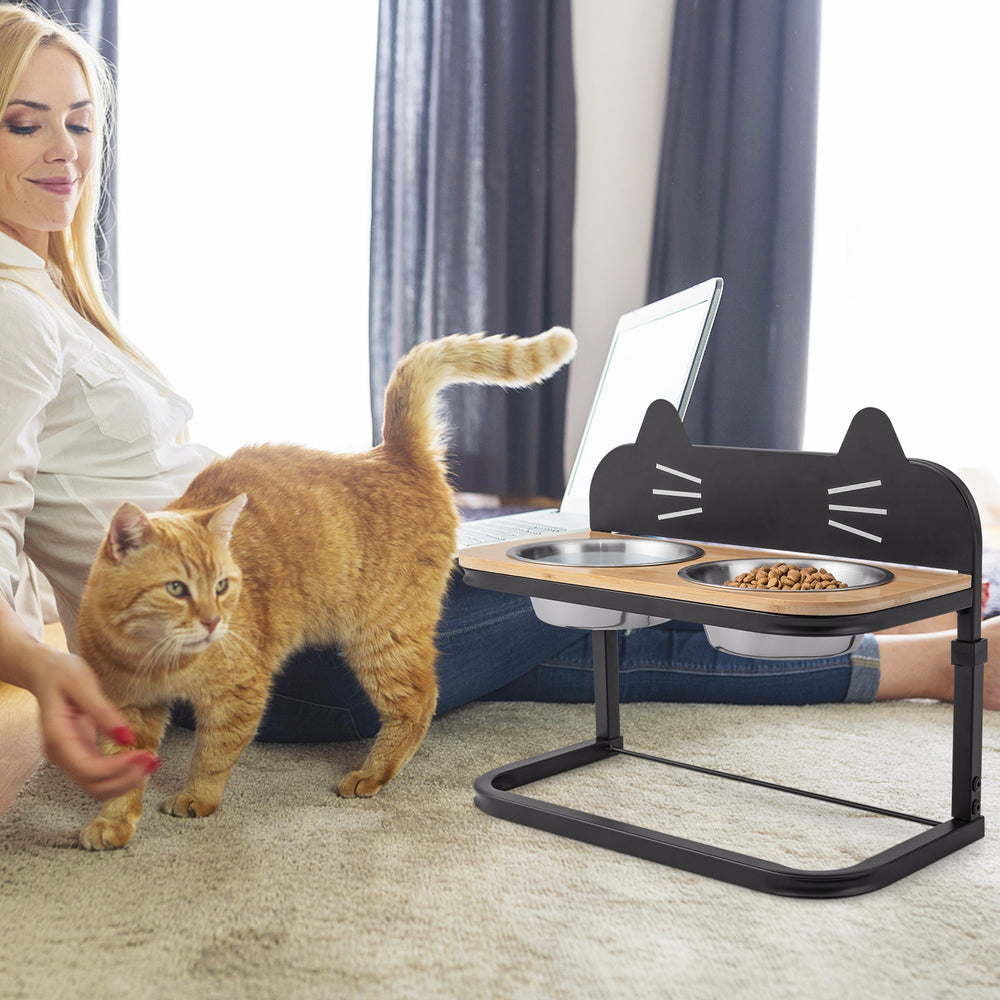 Elevated Pet Feeder with 2 Stainless Steel Bowls for Cats and Small and Medium - view 2