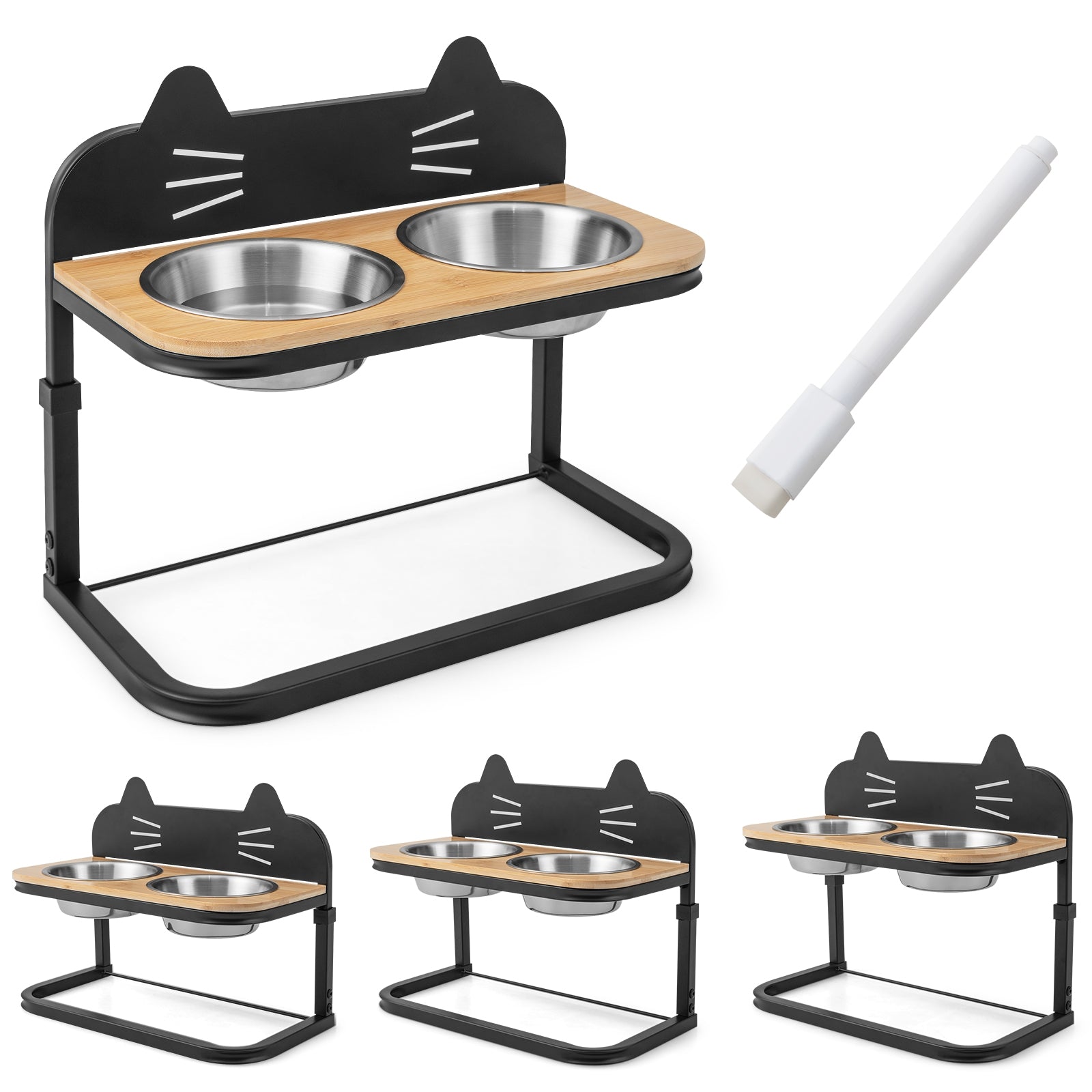 Elevated Pet Feeder with 2 Stainless Steel Bowls for Cats and Small and Medium - view 4