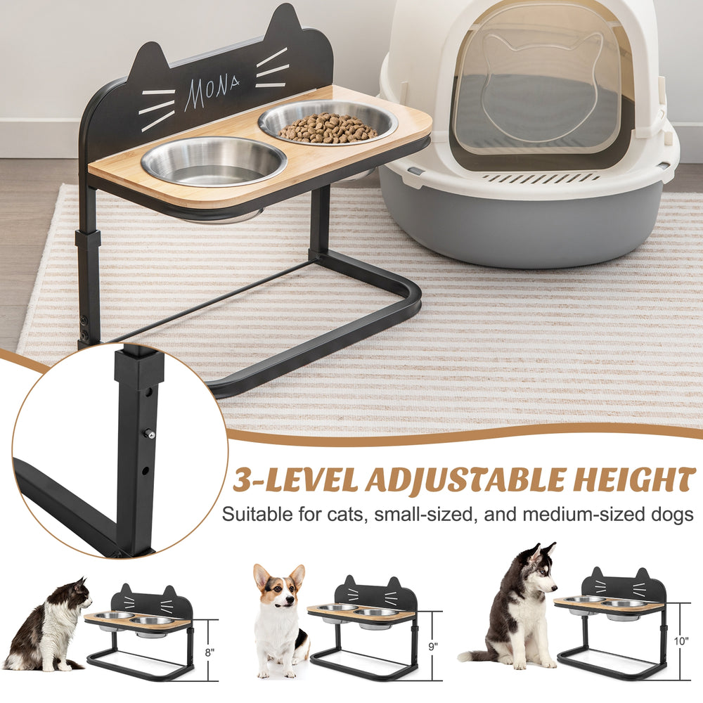 Elevated Pet Feeder with 2 Stainless Steel Bowls for Cats and Small and Medium - view 7