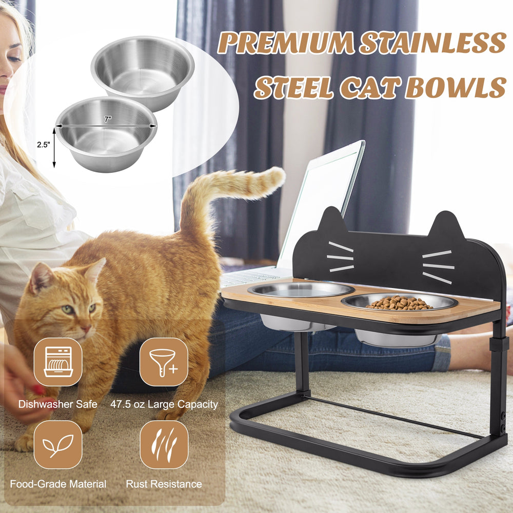Elevated Pet Feeder with 2 Stainless Steel Bowls for Cats and Small and Medium - view 8