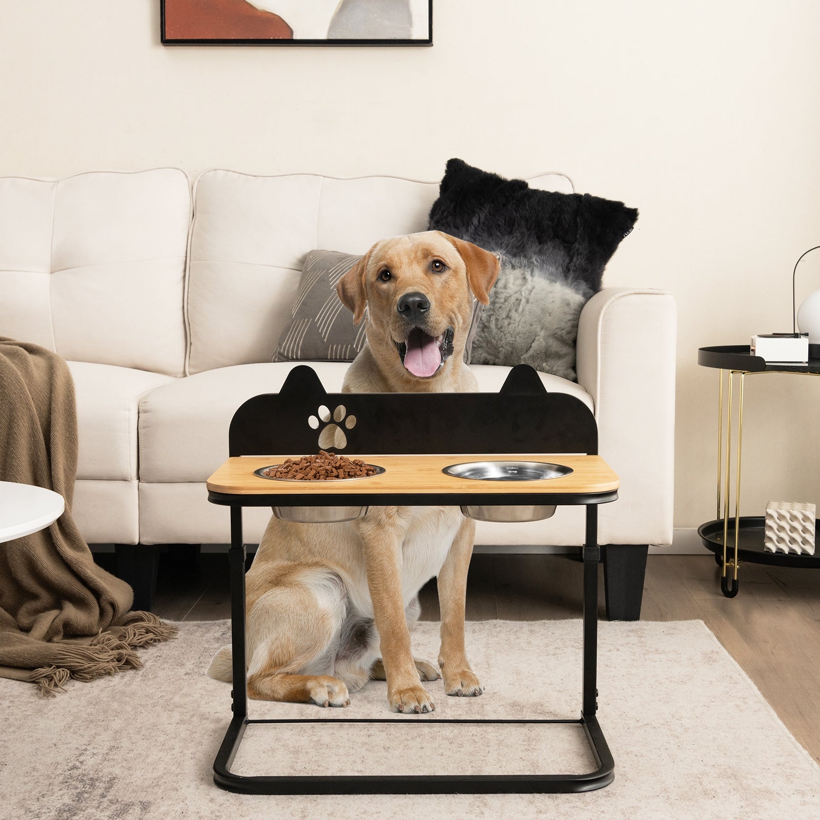 Dog Bowl Stand with 2 Stainless Steel Food Water Bowls - view 2