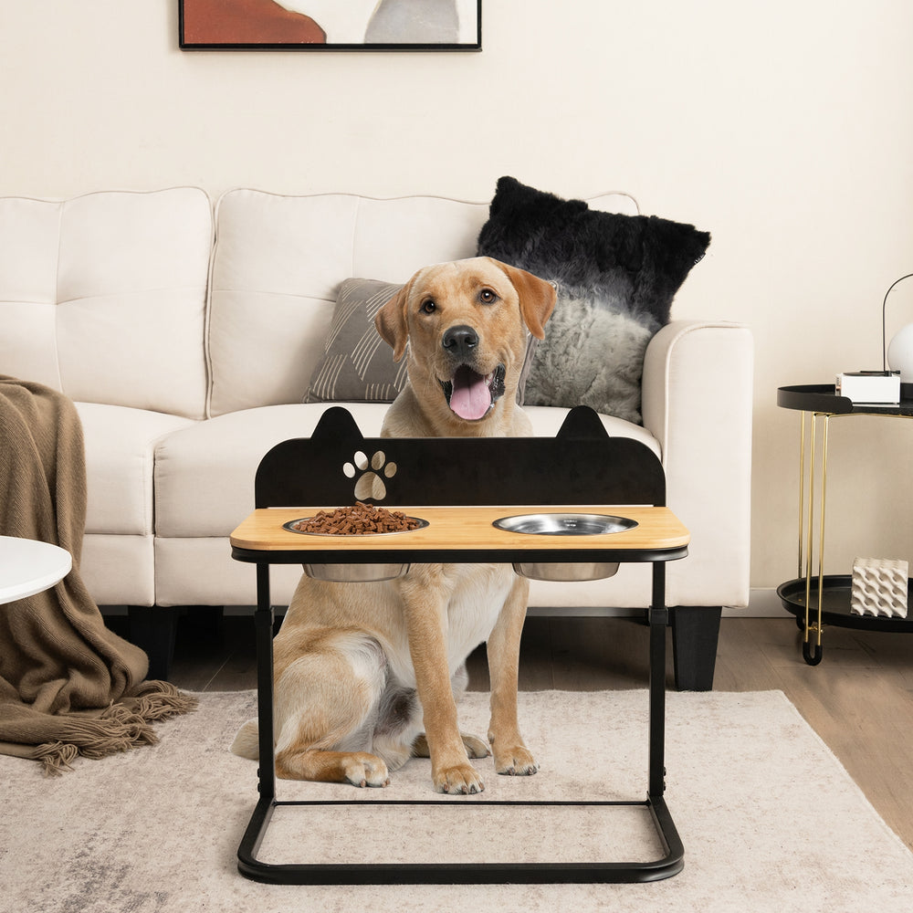 Dog Bowl Stand with 2 Stainless Steel Food Water Bowls - view 2