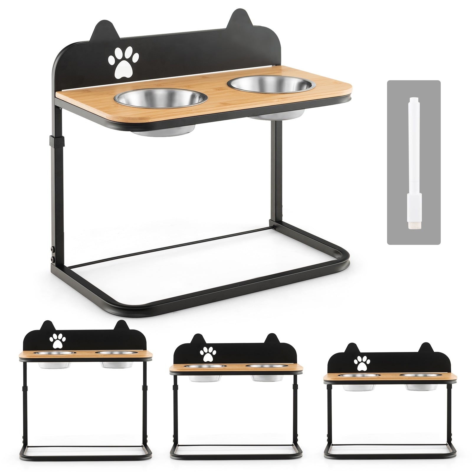 Dog Bowl Stand with 2 Stainless Steel Food Water Bowls - view 4
